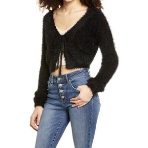Lulus Fuzzy Tie Front Cardigan